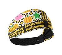 Bright Yellow Leopard Print Halloween Non-Slip gym headband Elastic head for Football hiking Workouts CyclingColorful Duchshund Dog Stars