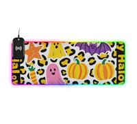 Bright Yellow Leopard Print Halloween Wirel Charging Glowing Mouse pad Big Cool Work 35.4 x 15.7 in pc Mousepad