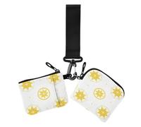 Bright Yellow Star White Dual Wristlet Wallets for Women Small Detachable Business Card Holder with Zipper Pocket for Ladies 2 Pcs, bright yellow star white, One Size, Casual