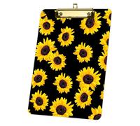 Bright Yellow Sunflowers A4 Board, Acrylic Decorative Legal Size Clip Board 9"× 12. 5" with Low Profile Metal Clip, Acrylic Clipboards for School Offoce Lady Men Women Nurses