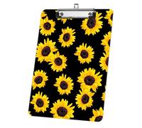 Bright Yellow Sunflowers Personalised Clipboard, Acrylic Decorative Legal Size Clip Board 9"× 12. 5" with Low Profile Metal Clip, Acrylic Clipboards for School Offoce Lady Men Women Nurses