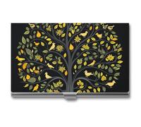 Bright Yellow Tree Business Card Case Business Card Storage Slim Metal Credit Card Wallet Multi Functional Flip Cover Minimalist Wallet Card for Men And Women