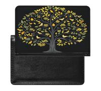 Bright Yellow Tree Passport Holder Passport Wallet Document Organizer Protector PU Leather Card Slot Travel Accessories