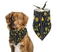 Bright Yellow Tree Pet Scarf Adjustable Pet Accessories Triangular Scarf Washable Floral Print Puppy Bib Bandana Stylish Comfortable Cat Scarves for Holiday Scarfs