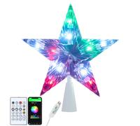 Bright Zeal 19cm Smart RGB Color-Changing LED Christmas Tree Topper Star App&Timer in White Bright Zeal White