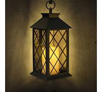 Bright Zeal 2 Packs 34cm Black Vintage Lanterns with LED Flicker Candles & Timer Bright Zeal Black
