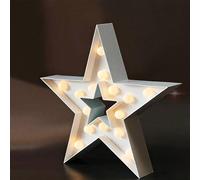 Bright Zeal 33cm White Battery-Operated Star Marquee Light with Timer Bright Zeal White