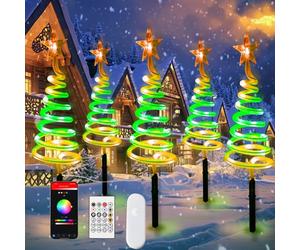 Bright Zeal 8Pcs Smart Spiral Christmas Pathway Lights H1.6Ft,outdoor Christmas Tree Lights