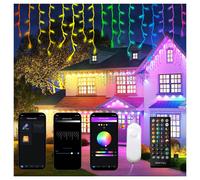Bright Zeal RGB 66 ft Outdoor Icicle Lights with 598 LED, 2-Pack in White Bright Zeal White