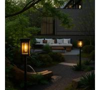 Bright Zeal Set of 2 40cm Black Solar Path Lights with Auto On/Off IP44 Waterproof Bright Zeal Black