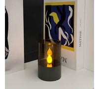 Bright Zeal Set of 3 Grey Solar LED Flameless Candles with Flickering Flame in Light Grey Bright Zeal Light Grey