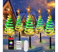 Bright Zeal Set of 8 48cm RGB Smart Spiral Tree Pathway Lights with App&Music Sync in White Bright Zeal White