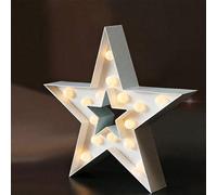 Bright Zeal White 33Cm Star Shaped Led Marquee Light With Timer Battery Operated Warm White