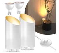 BrightArk 2 Pack Uplighting Indoor Floor Can Light, 5W Up Lights with 3000K LED GU10 Bulbs, Uplights Floor Spot Lights Indoor for Home Accent Lighting, 2 Meters Plug Cord & Foot Switch