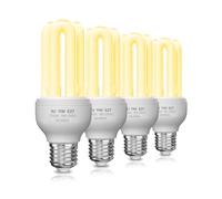 BrightArk 4 Pack Energy Saving Light Bulbs, 11W CFL Low Energy Light Bulbs E27 ES Screw in 11W=60W, Warm White 2700K 3U CFL Compact Fluorescent Stick Bulbs, Non-Dimmable