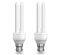 BrightArk B22 Bayonet Cap Energy Saving Bulb, 11W Bayonet Bulb Cold White 6000K, 2U CFL Low Energy Light Bulbs 2U BC Compact Fluorescent Bulbs for Living Room Bedroom (2-Pack)