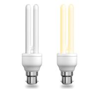 BrightArk B22 Energy Saving Light Bulbs Bayonet Cap, Low Energy Light Bulbs Bayonet Warm White 2700K BC Compact Fluorescent Bulb, 2U CFL B22 Bulb for Living Room, Bedroom (2-Pack)