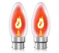 BrightArk B22 Flickering Flame Light Bulbs, Warm White Clear Replacement Flickering Flame Tip Candle Bulb 230V, B22 Flicker Bulb for Holiday Decoration (2-Pack)