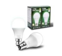 BrightArk BC3 3 Pin LED 10W Energy Saving Light Bulbs Cool White 6500K Non-Dimmable A60 Pin for Ceiling, Landing, Hallway (2 Pcs)