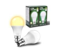 BrightArk BC3 3 Pin LED 10W Energy Saving Light Bulbs Warm White 3000K Non-Dimmable A60 Pin for Ceiling, Landing, Hallway (2 Pcs)