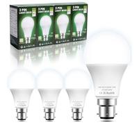 BrightArk BC3 3 Pin Light Bulbs,4 Pack 10W Energy Saving LED Light Bulb,75W Equivalent,15,000hrs Lifetime,Non Dimmable,6500k Cool White A60 LED Bulbs for Ceiling,Landing Light,Hallway