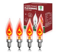 BrightArk E10 Flickering Flame Tip Light Bulbs, Spare Christmas Light Bulbs, 1.5W Flickering E10 Candle Light Bulb 230V for Candle Bridge Light (4-Pack)