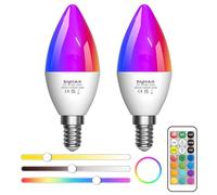 BrightArk E14 LED Light Bulb Dimmable Colour Changing with Remote, RGB+Warm White+Cold White, 3 Dynamic Modes E14 Small Edison Screw Candle RGB Bulb for Home, Decoration, Party (2-Pack)