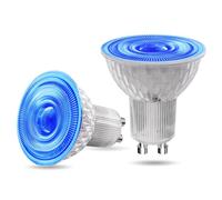 BrightArk GU10 Blue LED Bulbs 5W, MR16 Blue Colored Spotlights 50W MR16 GU10 Halogen Replacement 38 Degree Beam Angle for Wall Washer Lamps Landscape Lighting, 2-Pack
