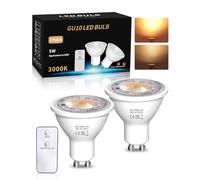 BrightArk GU10 LED Bulbs Warm White Remote Control Light Bulb, 3000K Warm Light Bulb for Night Light & Bedside Lamps, 5W LED Spotlight Bulbs for Ceiling Lights, Non-dimmable, 2 Pack