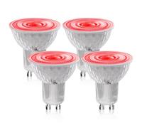 BrightArk GU10 Red LED Bulbs 5W, MR16 Red Colored Spotlights 50W MR16 GU10 Halogen Replacement 38 Degree Beam Angle for Wall Washer Lamps Landscape Lighting, 4-Pack