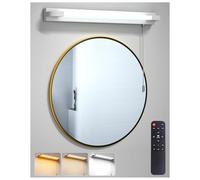 BrightArk LED Bathroom Mirror Light with Remote & Pull Cord Switch - 7W Dimmable, IP44 Waterproof, 3 Color Temperatures, 46cm x 7.6cm