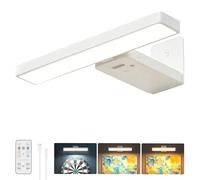 BrightArk Rechargeable Picture Lights for Wall, Battery Operated LED Wall Light with Remote Control, Adjustable Artwork Light for Picture, Dart Board, Frame, 3 Colour Temperatures, White