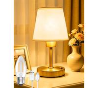 BrightArk Rechargeable Table Lamp Cordless, 3600mAh Battery Operated Lamp Stepless Dimmable with 2700K Edison Bulb, Small Gold Vintage Table Lamps for Living Room, Bedroom, Dining, Patio