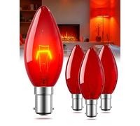 BrightArk Red Light Bulb 26W Dimmable Bayonet Cap Red Fireglow Candle Bulbs B15 C35 Fireplace Light Bulbs for Electric Fire, Chandelier, Halloween Christmas Decoration, 4 Pack