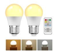 BrightArk Remote Control Light Bulb, 3 Colors (3000K-6000K) E27 Dimmable Light Bulb for Living Room Bedroom, E27 LED Light Bulbs with Timing, Memory Function (2-Pack)