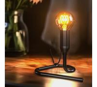 BrightArk Retro Table Lamp with E14 Base, Triangular Vertical Iron Lamp Holder, 50W Max, 1.8m Cable, Plug and Switch Included,Stylish Black Iron Lamp Base Perfect for E14 Bulbs AC220-240V