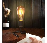 BrightArk Retro Table Lamp with E27 Base, Triangular Vertical Iron Lamp Holder, 50W Max, 1.8m Cable, E27 Led Light Bulb 4W Include, AC220-240V, Black