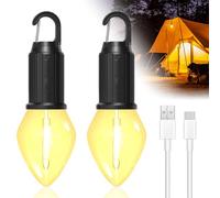 BrightArk USB Rechargeable Camping Light for Tents, Battery Operated Camping Lantern with 3 Lighting Modes, Waterproof Tent Light for Hiking, Fishing, Backpacking and Emergency Light, 2-Pack