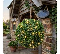 BrightBloom Solar Topiary Ball Lights 28cm with 20 LED - Hanging Artificial Topiaries Sphere Lights Outdoor, Waterproof Decorative Garden Lights for Wedding, Balcony, Patio & Backyard Decor (Green)