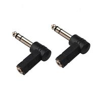 BrightBlue 1/4 Inch TRS to 3.5mm Right Angle Adapter,6.35mm male to 3.5mm female 90 degree Stereo Headphone Audio Adaptor Converter Connector