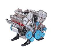 BrightBud 1:3 V8 Engine Model Kit, Combustion Engine Simulation Electric Model Metal Model, DIY Car Engine Model Kit, Educational Experiment for Adults, 500+ Pieces