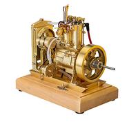 BrightBud Vintage Double Cylinder Petrol Engine Model Kit, 5cc Vertical Watercooled Miniature Engine with Wooden Base & Ignition System, Combustion Engine, Educational Experiment for Adults