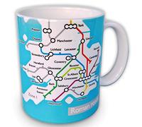 Brightcore Roman Roads Tube Map Ceramic Coffee Mug, 11oz, 9.5cm H x 8.5cm D