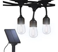 Brightech Ambience Pro Solar - 27 Ft Edison Bulb Outdoor String Lights - Hanging 2W LED Patio Lights Create Old Italian Market Look & Feel in Your Yard - Commercial Grade Waterproof & Weatherproof