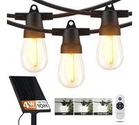 Brightech Ambience Pro Solar Super Bright - 27Ft Remote Control Outdoor String Lights with 12 S14 Shatterproof Bulbs, Commercial Grade LED, Waterproof Patio Lights, 4W Soft White for Patios, Gardens