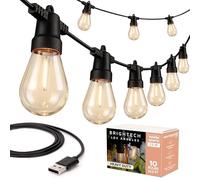 Brightech Ambience Pro - USB Battery Pack Powered, Waterproof String Lights for Camping & Tents - Add Warm Ambience to Your Camp Site - Lightweight & Bright Enough to Cook - Shatterproof Bulbs