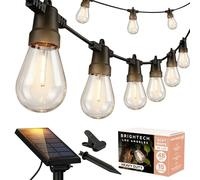 Brightech Ambience Pro - Waterproof, Solar Powered Outdoor String Lights - 14.5M Vintage Edison Bulbs Create Bistro Ambience On Your Patio - Commercial Grade, Shatterproof - 1W LED, Soft White Light