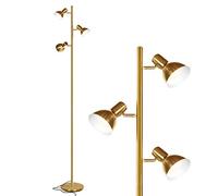 Brightech Ethan - LED Tree Floor Lamp for Mid Century, Modern, Contemporary and Industrial Decor - 3 Light Standing Pole Lamp- Tall Light for Living Room, Bedroom, and Office- Brass