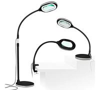 Brightech LightView Pro 3 in 1 Magnifying Lamp - Bright LED Light with Magnifier - Floor Lamp Converts to Desk - Comfort, Flexibility & Durability for Pro Uses, Crafts, Hobbies & Reading