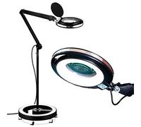 Brightech LightView Pro 6 Wheel Rolling Base Magnifying Floor Lamp - Magnifier with Bright LED Light for Facials, Lash Extensions - Standing Mag Lamp for Sewing, Cross Stitch, Crafts